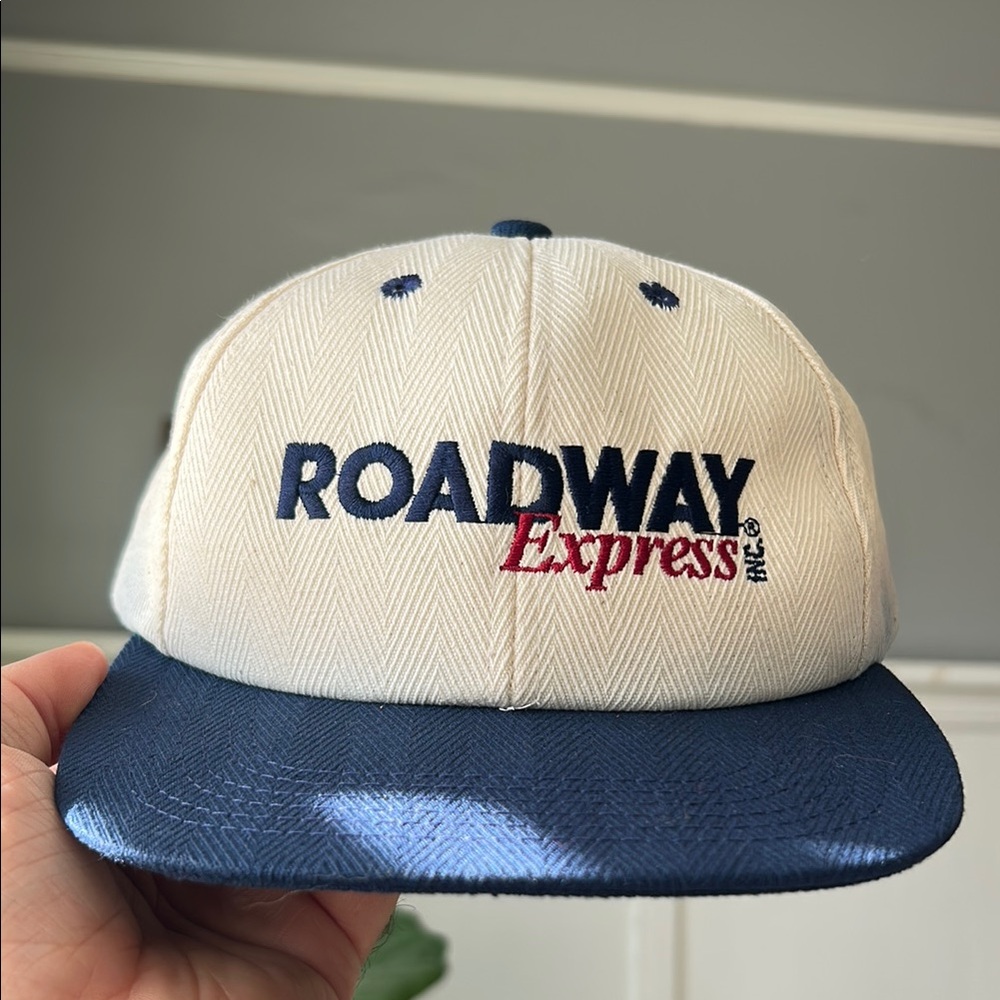Roadway Express Inc. SnapBack Cap - Cream and Blue 80’s-90’s